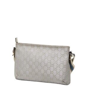 Gucci Shoulder Silver GG Bag Line Crossbody Canvas Sherry Leather
